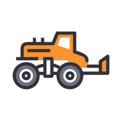 Orange Grader Truck Illustration for Construction and Infrastructure Projects