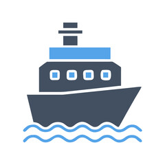 Cruise Ship Icon on the Water, Ocean Travel, Maritime Theme