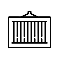 Minimalist Black and White Container Illustration with Hanging Chain Detail