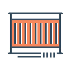 Stylish Modern Orange and Blue Crib Illustration for Baby Room Decor