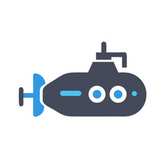 Cute Cartoon Submarine Isolated on Black Background for Kids