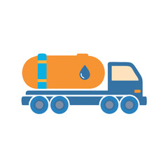 Naklejka premium Blue Tanker Truck Illustration on Black Background, Fuel Delivery, Water Transport