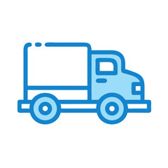 Light Blue Delivery Truck Icon Isolated on Black Background Illustration