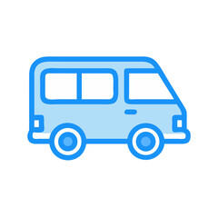 Light Blue Van Vector Illustration on Black Background, Simple and Clean