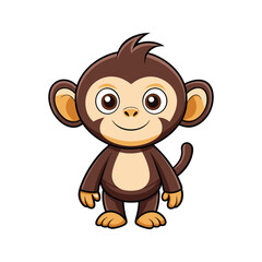 Fototapeta premium Adorable cartoon chimpanzee with smiling face Vector illustration isolated on white background