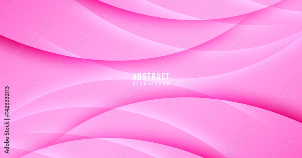 Poster 3d pink abstract background overlap layer on bright space with flowing waves effect decoration. mode