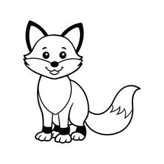 Adorable cartoon fox silhouette isolated on white background