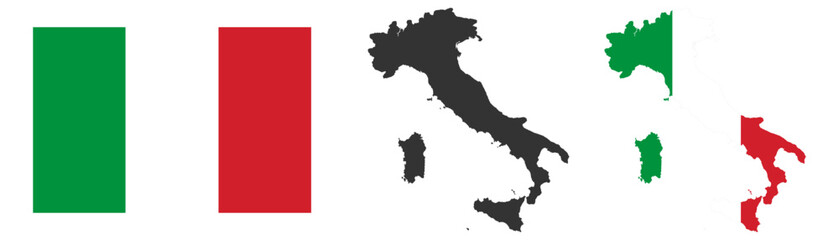 Italy map and flag vector illustration