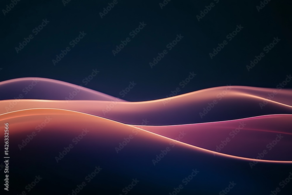 Aufkleber Explore the elegance of shimmering metallic waves with smooth curves and reflective surfaces creating a hypnotic effect against a dark background