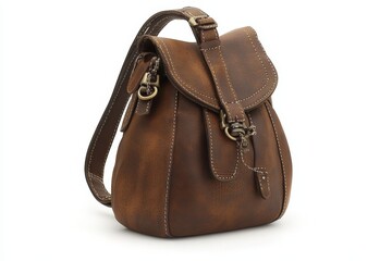 Stylish brown leather backpack with unique design and detail suitable for everyday use