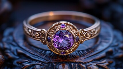 Timeless antique amethyst gold ring high resolution picture