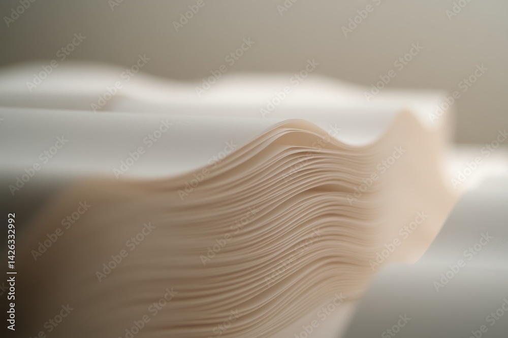 Poster This composition features a close-up of an abstract white seamless wave texture pattern with soft curves and subtle shading, offering ample copy space
