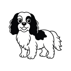 Fototapeta premium Adorable Cavalier King Charles Spaniel puppy silhouette isolated on white background