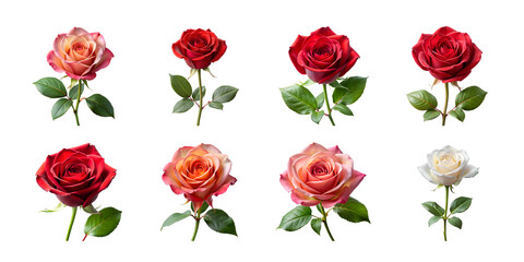 Set of red roses  flower PNG