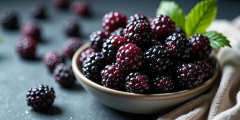 Fresh Organic Blackberries with Rich Color and Glossy Texture &ndash; Perfect for Gourmet Food Ads, Packaging, or Editorial Visuals with Natural Lighting