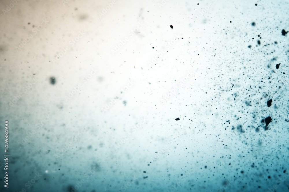 Poster Close-up view of fluid blue paint textures with grungy details evokes creativity and motion, providing ample space for additional design elements on the right side