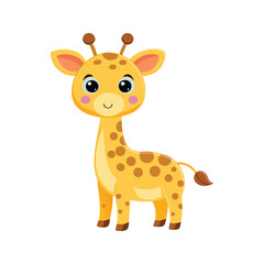 Adorable giraffe cub with playful expression Vector illustration isolated on white background