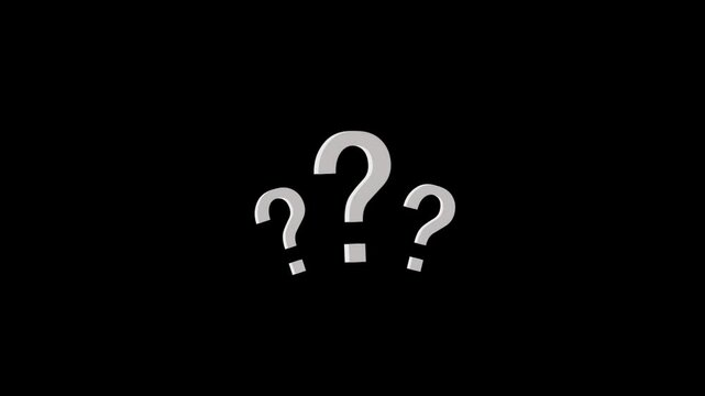question mark icon 4K loop animation on transparent background. question mark sign, query sign, doubt, ask, confusion symbol, inquiry mark.