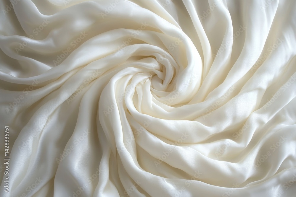 Poster Soft white fabric swirled elegantly on a surface showcasing delicate texture and smoothness