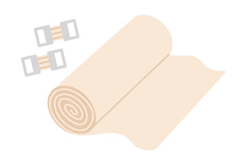 Roll of medical bandage for first aid treatment. Flat vector isolated illustration