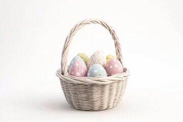 Easter basket with decorated eggs