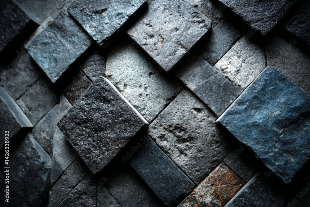 Leinwandbilder intricate patterns of dark slate tiles arranged in a modern design with unique textures and colors i