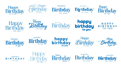 Obraz premium Happy Birthday text vector, Happy Birthday text template. Birthday greeting text. Birthday wishes template design in vector eps file. 