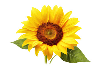 Obraz premium Sunflower Blooms in Solitude. White or PNG Transparent Background.