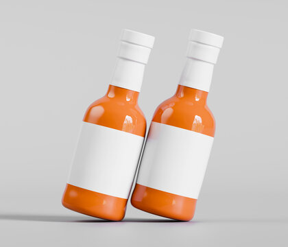 recommend clip art: Sauce bottle with blank label isolated on gray background