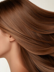 Fototapeta premium Close up of smooth flowing brown hair showcasing natural shine and elegance