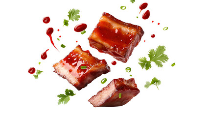 Delicious grilled meat skewers on sticks. transparent background