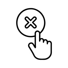 Obraz premium Hand pressing close button icon in minimalistic design 