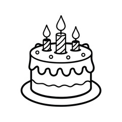 Black and white cake with five candles and dot decoration silhouette isolated on white background