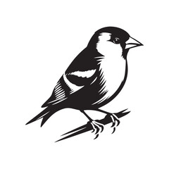 Charming American Goldfinch Silhouette Vector - Vibrant Bird Design Perfect for Nature Art - Minimalist American Goldfinch Illustration.