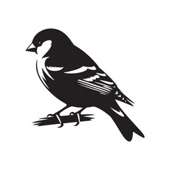 Charming American Goldfinch Silhouette Vector - Vibrant Bird Design Perfect for Nature Art - Minimalist American Goldfinch Illustration.