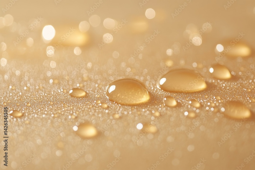 Aufkleber close up of droplets on a textured surface capturing light in an artistic manner