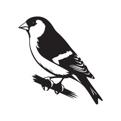 Charming American Goldfinch Silhouette Vector - Vibrant Bird Design Perfect for Nature Art - Minimalist American Goldfinch Illustration.