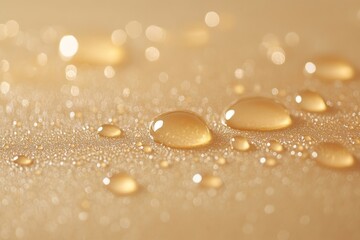 Close up of droplets on a textured surface capturing light in an artistic manner