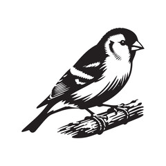 Charming American Goldfinch Silhouette Vector - Vibrant Bird Design Perfect for Nature Art - Minimalist American Goldfinch Illustration.