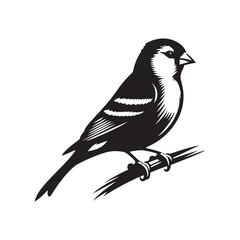 Charming American Goldfinch Silhouette Vector - Vibrant Bird Design Perfect for Nature Art - Minimalist American Goldfinch Illustration.