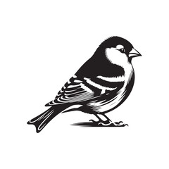 Charming American Goldfinch Silhouette Vector - Vibrant Bird Design Perfect for Nature Art - Minimalist American Goldfinch Illustration.