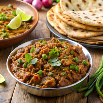 Mutton keema minced meat with paratha for a hearty and flavorful meal