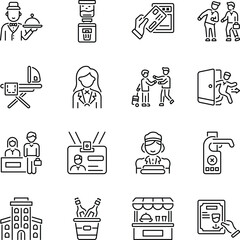 Collection of Linear Style Hotel Services Icons 

