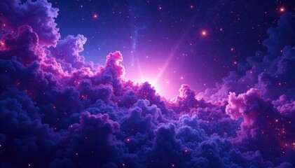 Obraz premium Cosmic Nebula Background with Swirling Purple and Blue Gas, celestial, cosmos