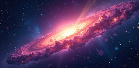 Obraz premium Cosmic wonder with glowing star clusters and radiant colors, galaxy image, colorful stars