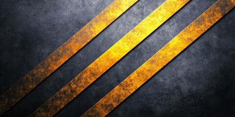 Fototapeta premium Abstract Diagonal Gold Stripes on Dark Gray Gritty Texture