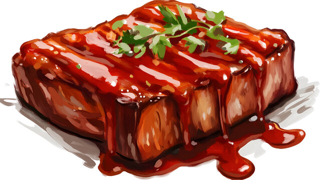glazed meat with parsley, dripping sauce clip art preview