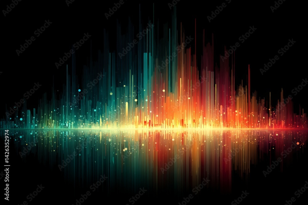 Aufkleber Vibrant visual representation of sound waves illustrating music dynamics and energy in a colorful spectrum