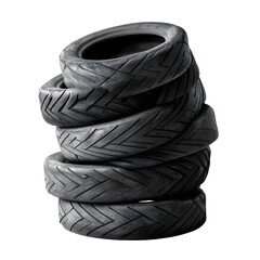 Old tires stacked, isolated on white background --v 7.0