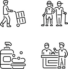 Fototapeta premium Pack of Accommodation Amenities Linear Icons 
